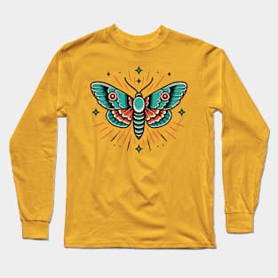 Simple Moth Traditional Tattoo Long Sleeve T-Shirt